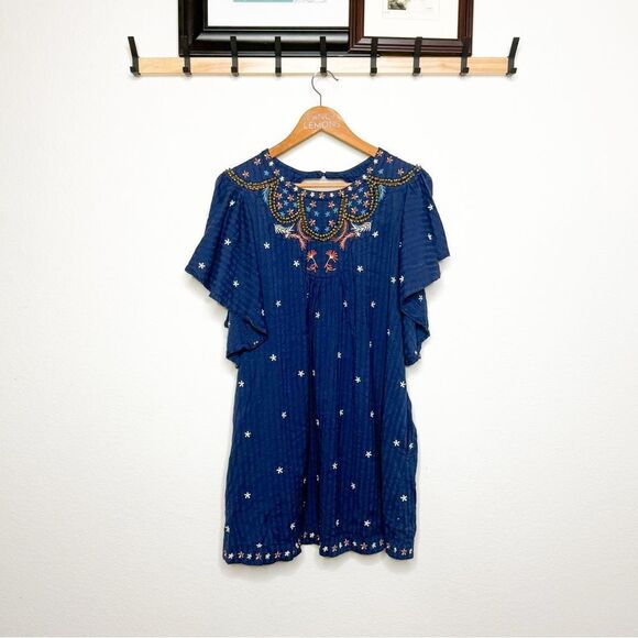 Anthropologie Women’s Embroidered Boho Dress - Navy Blue - Size S - Picture 1 of 9
